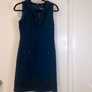 Karl Lagerfeld Navy Blue Sleeveless Tweed Dress